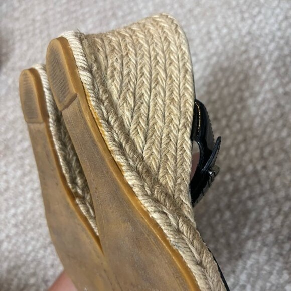Burberry Nova Check Plaid Wedge Espadrille Sandals Size 39 Black - Picture 9 of 10